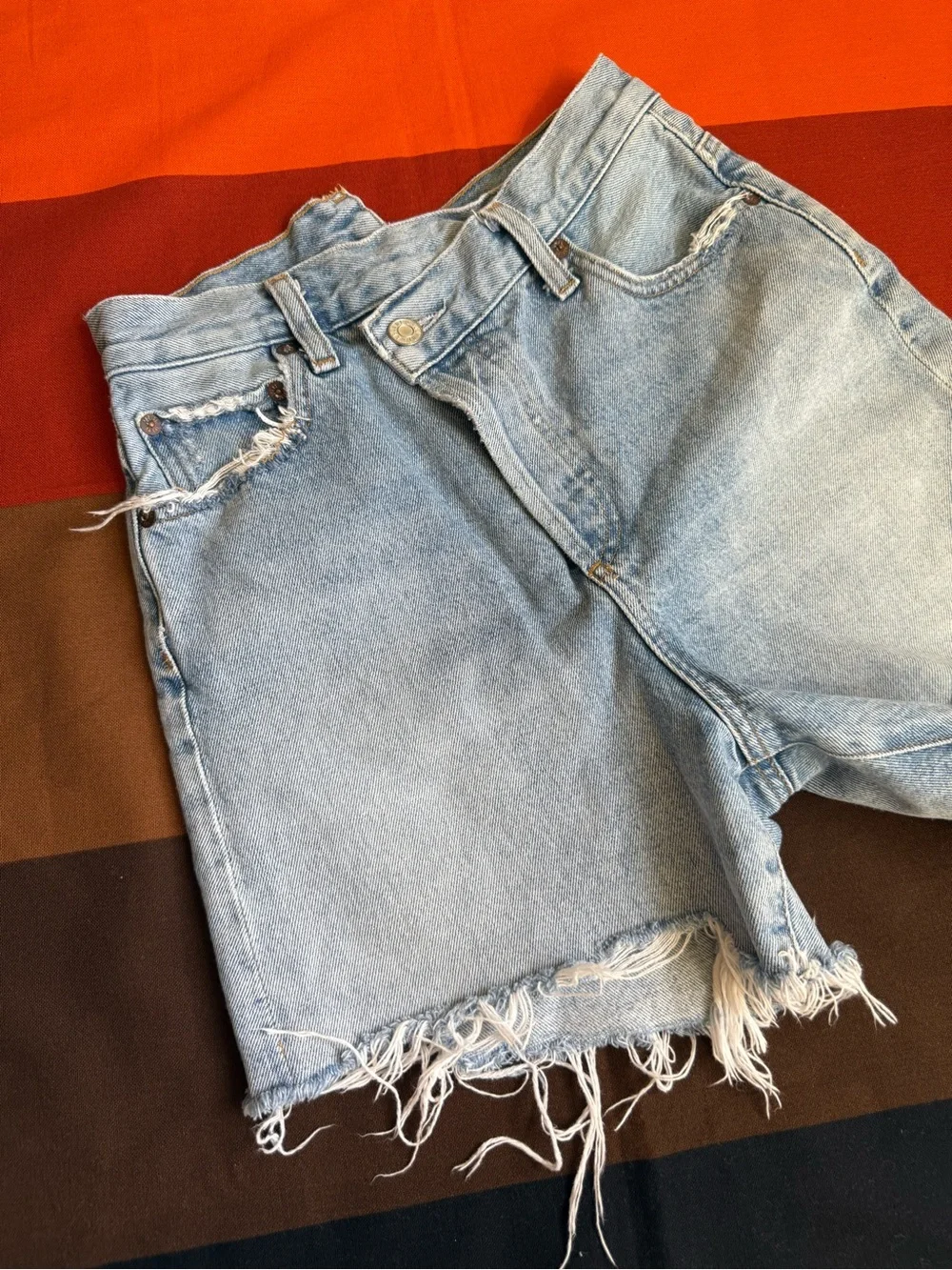 Agolde criss cross denim shorts